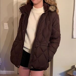 Down Jacket with Fur Hood